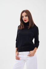 4212 STRICKWAREN SCHLECHTE ÄRMEL FISHBEARER PULLOVER-SCHWARZ