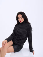 4213 STRICKWAREN GESTREIFT FISHBEARER SALASH-ANTHRAZIT-SCHWARZ