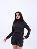 4213 STRICKWAREN GESTREIFT FISHBEARER SALASH-ANTHRAZIT-SCHWARZ
