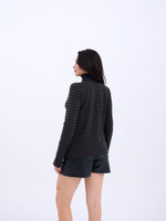 4213 STRICKWAREN GESTREIFT FISHBEARER SALASH-ANTHRAZIT-SCHWARZ