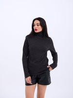 4213 STRICKWAREN GESTREIFT FISHBEARER SALASH-ANTHRAZIT-SCHWARZ