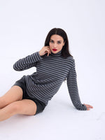 4213 STRICKWAREN GESTREIFT FISHBEARER SALASH-GRAU-SCHWARZ