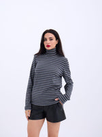 4213 STRICKWAREN GESTREIFT FISHBEARER SALASH-GRAU-SCHWARZ