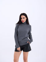 4213 STRICKWAREN GESTREIFT FISHBEARER SALASH-GRAU-SCHWARZ