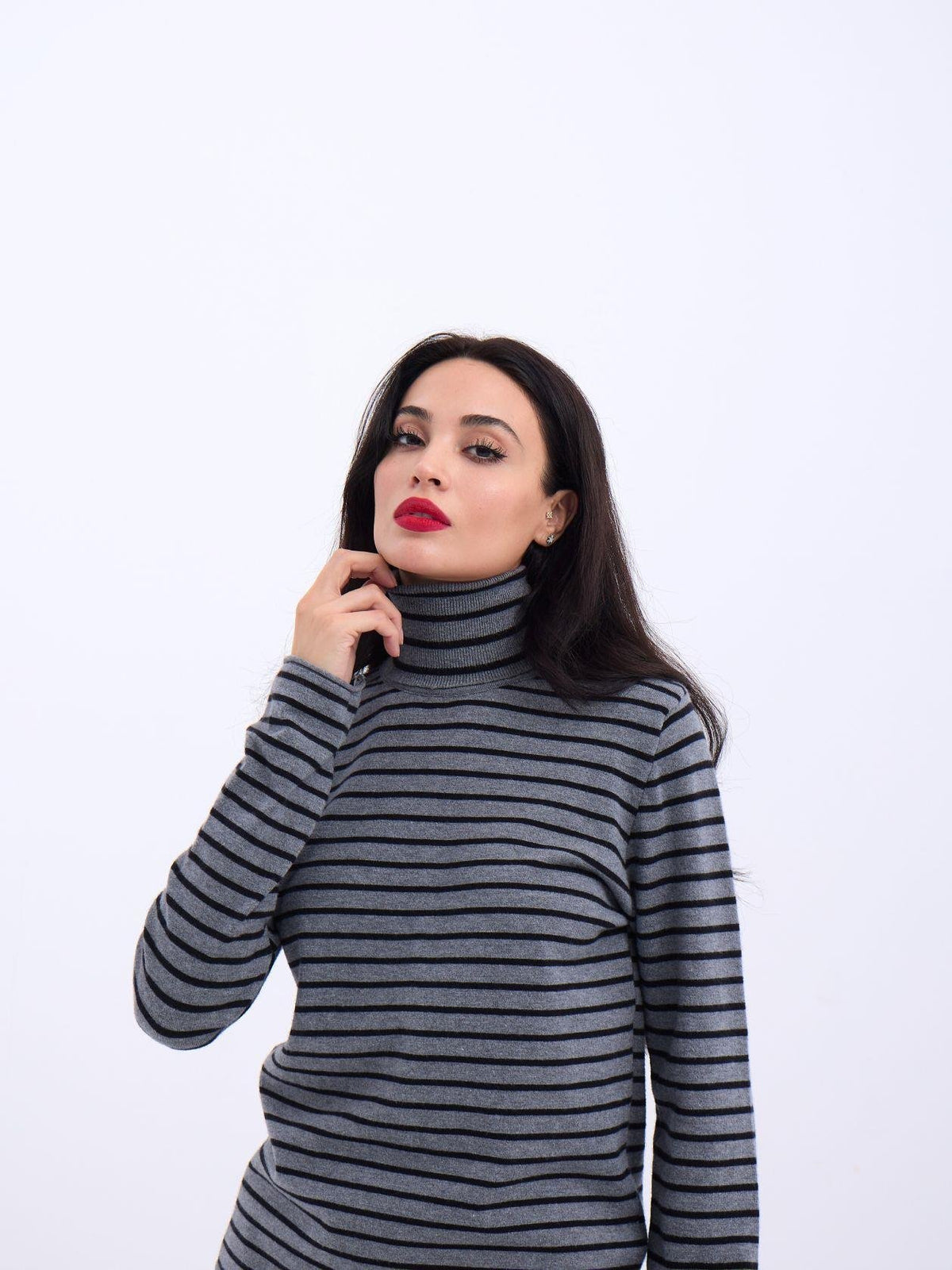 4213 STRICKWAREN GESTREIFT FISHBEARER SALASH-GRAU-SCHWARZ