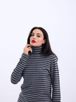 4213 STRICKWAREN GESTREIFT FISHBEARER SALASH-GRAU-SCHWARZ