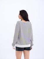 4215 STRICKWAREN GESTREIFTES SLASK-PULLOVER-ECRU-SCHWARZ