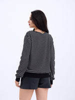 4215 STRICKWAREN GESTREIFTES SLASK-PULLOVER-SCHWARZ-ECRU