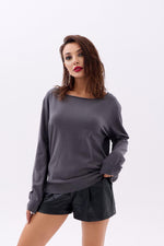 4216 STRICKWAREN EINFACHER SLASK-PULLOVER-ANTHRAZIT