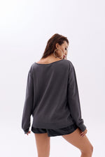 4216 STRICKWAREN EINFACHER SLASK-PULLOVER-ANTHRAZIT