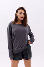 4216 STRICKWAREN EINFACHER SLASK-PULLOVER-ANTHRAZIT