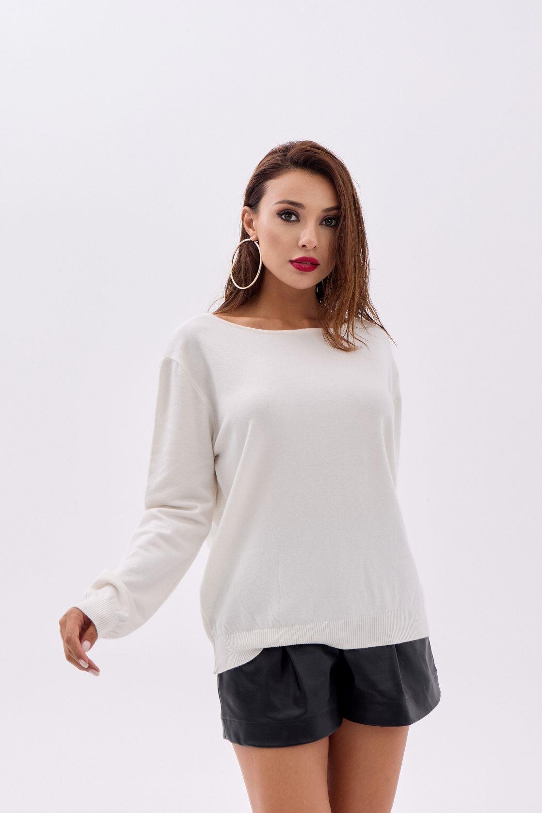 4216 STRICKWAREN EINFACHER SALASH-PULLOVER-ECRU