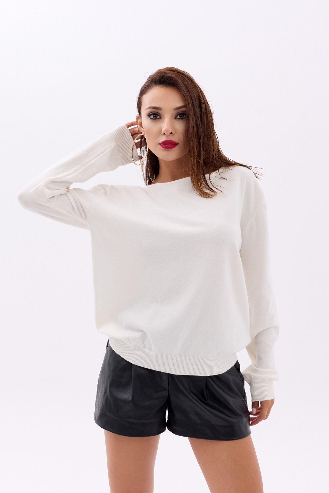 4216 STRICKWAREN EINFACHER SALASH-PULLOVER-ECRU