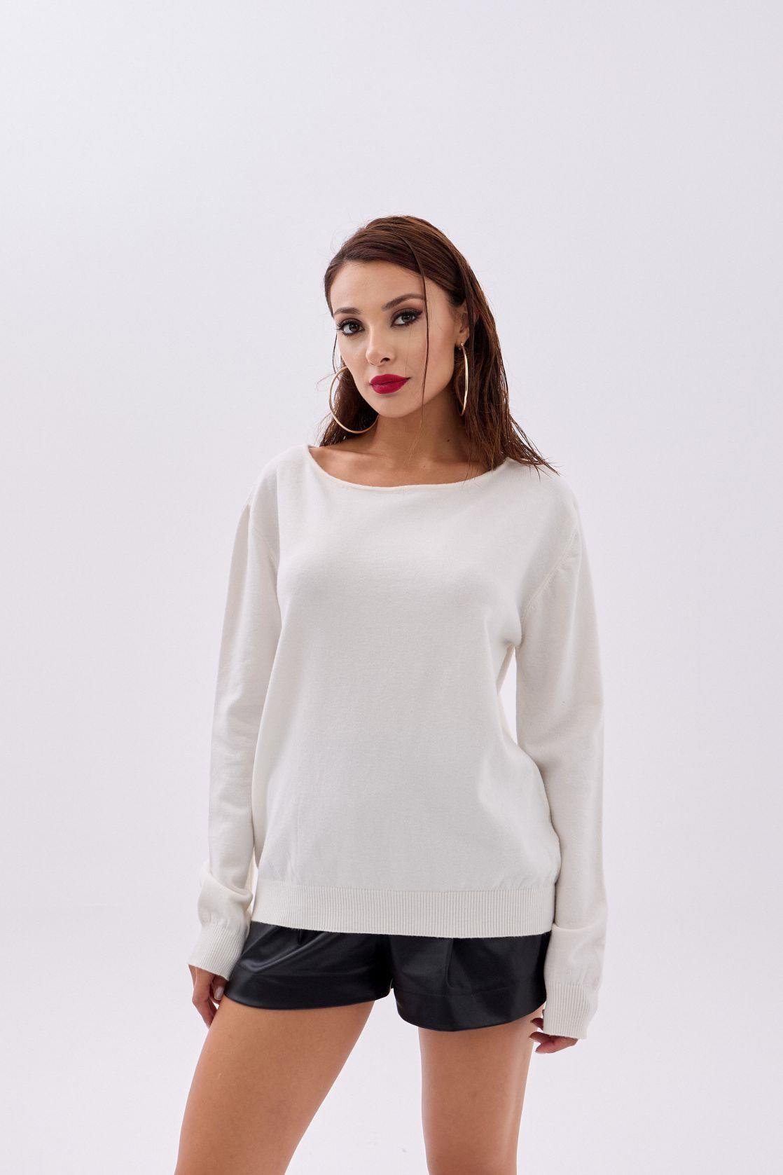 4216 STRICKWAREN EINFACHER SALASH-PULLOVER-ECRU