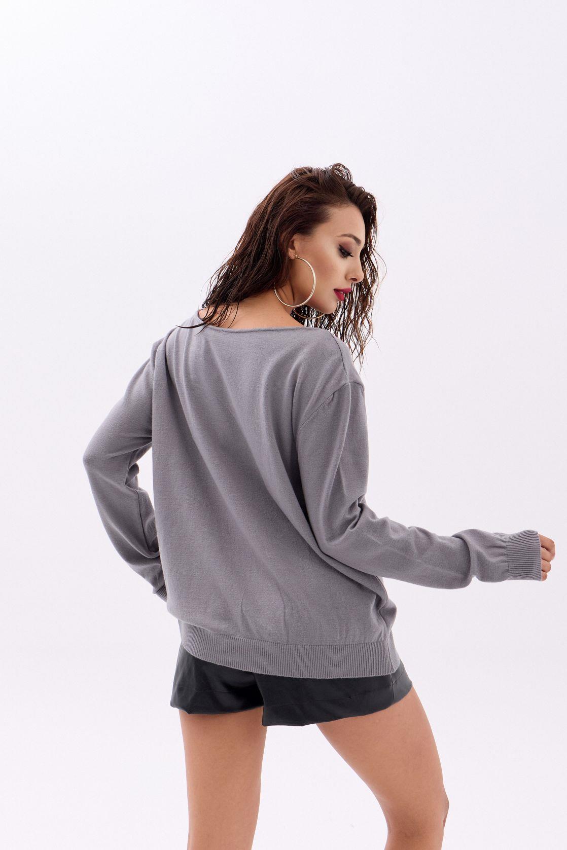 4216 STRICKWAREN EINFACHER SLASK-PULLOVER-GRAU