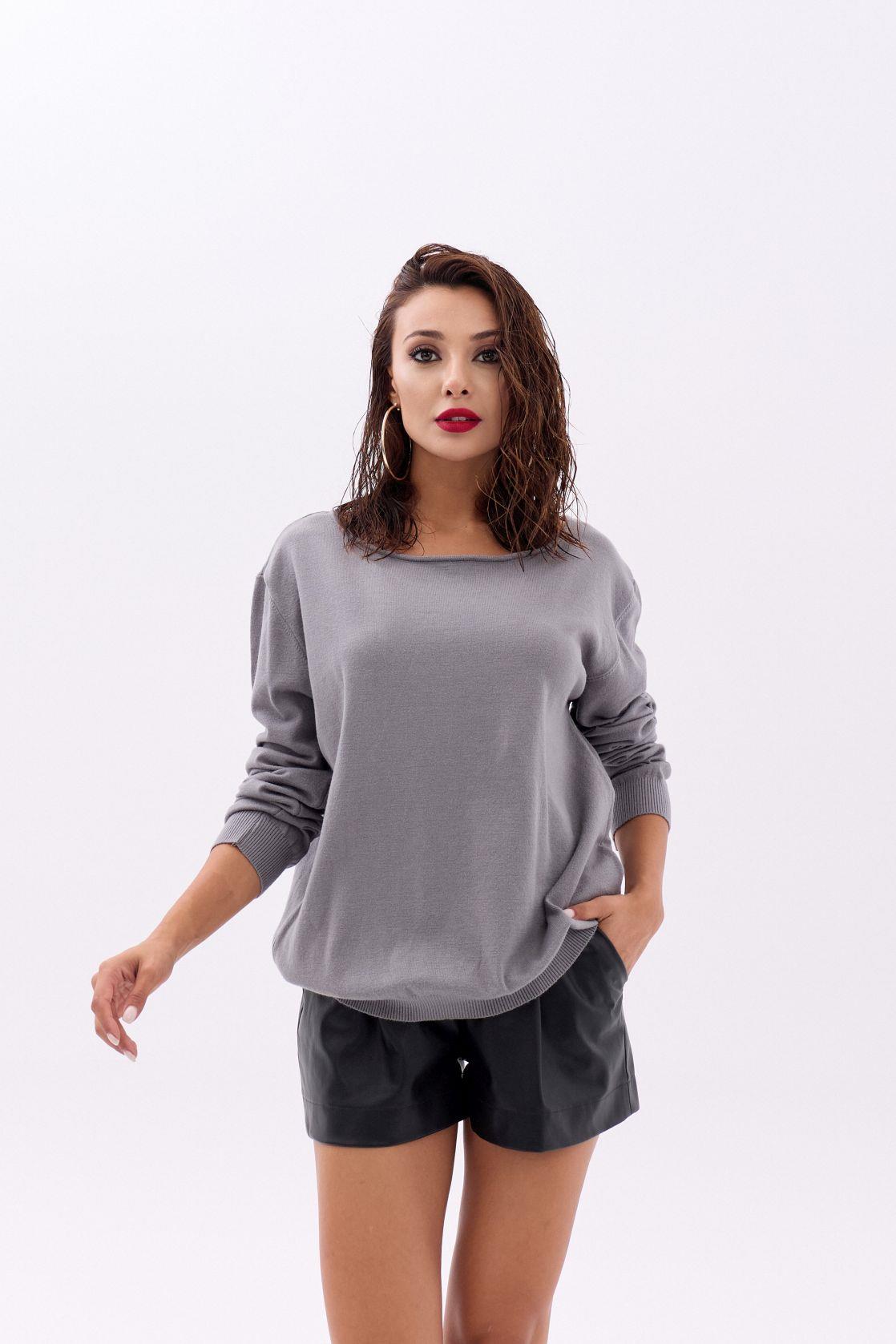 4216 STRICKWAREN EINFACHER SLASK-PULLOVER-GRAU
