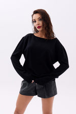 4216 STRICKWAREN EINFACHER SALASH-PULLOVER-SCHWARZ