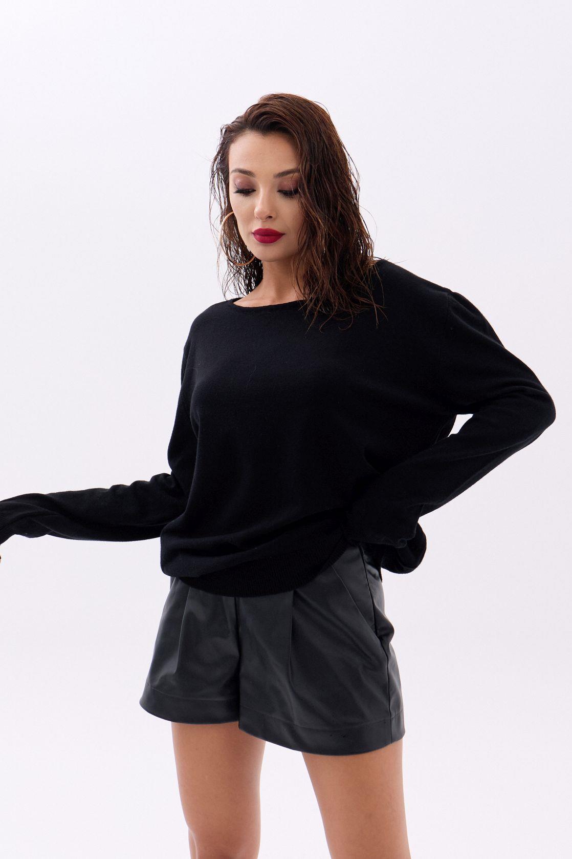 4216 STRICKWAREN EINFACHER SALASH-PULLOVER-SCHWARZ
