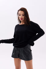 4216 STRICKWAREN EINFACHER SALASH-PULLOVER-SCHWARZ