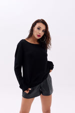 4216 STRICKWAREN EINFACHER SALASH-PULLOVER-SCHWARZ