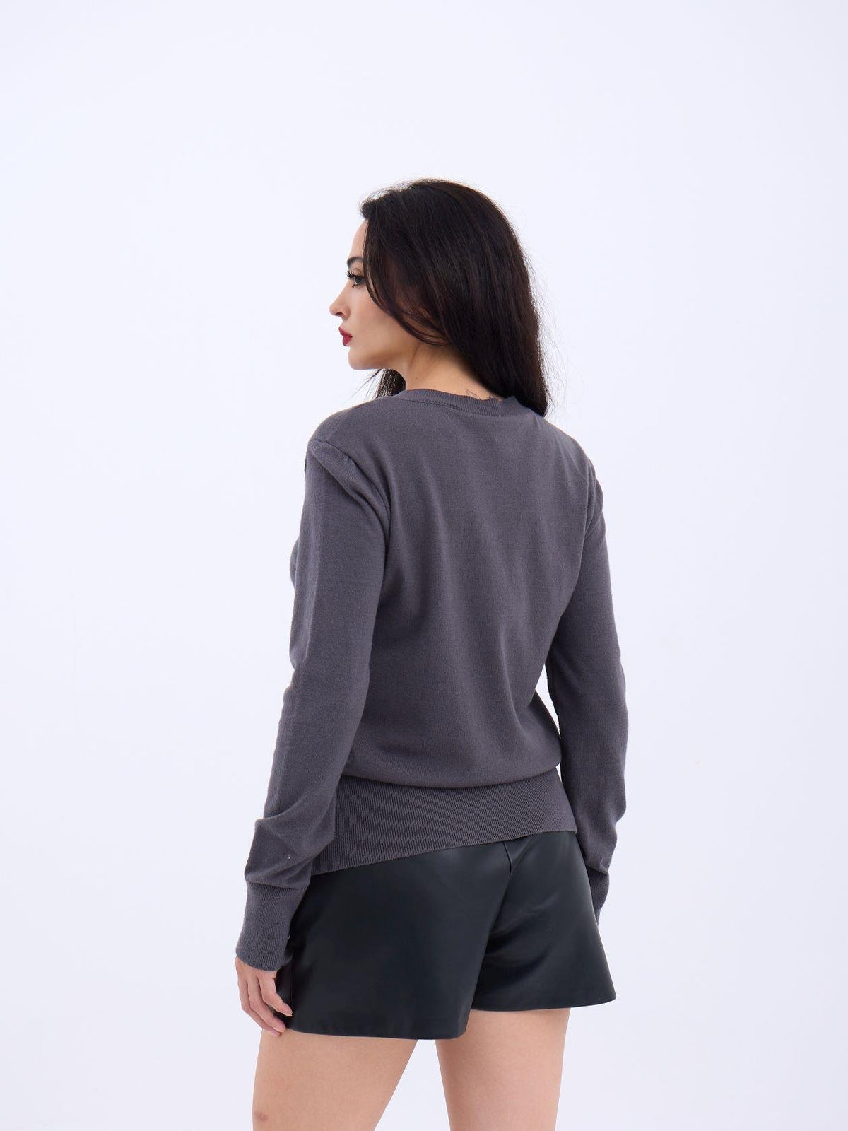 4217 STRICKWAREN BASIC PULLOVER-ANTHRAZIT