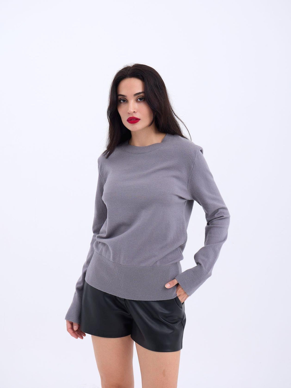 4217 STRICKWAREN BASIC PULLOVER-GRAU
