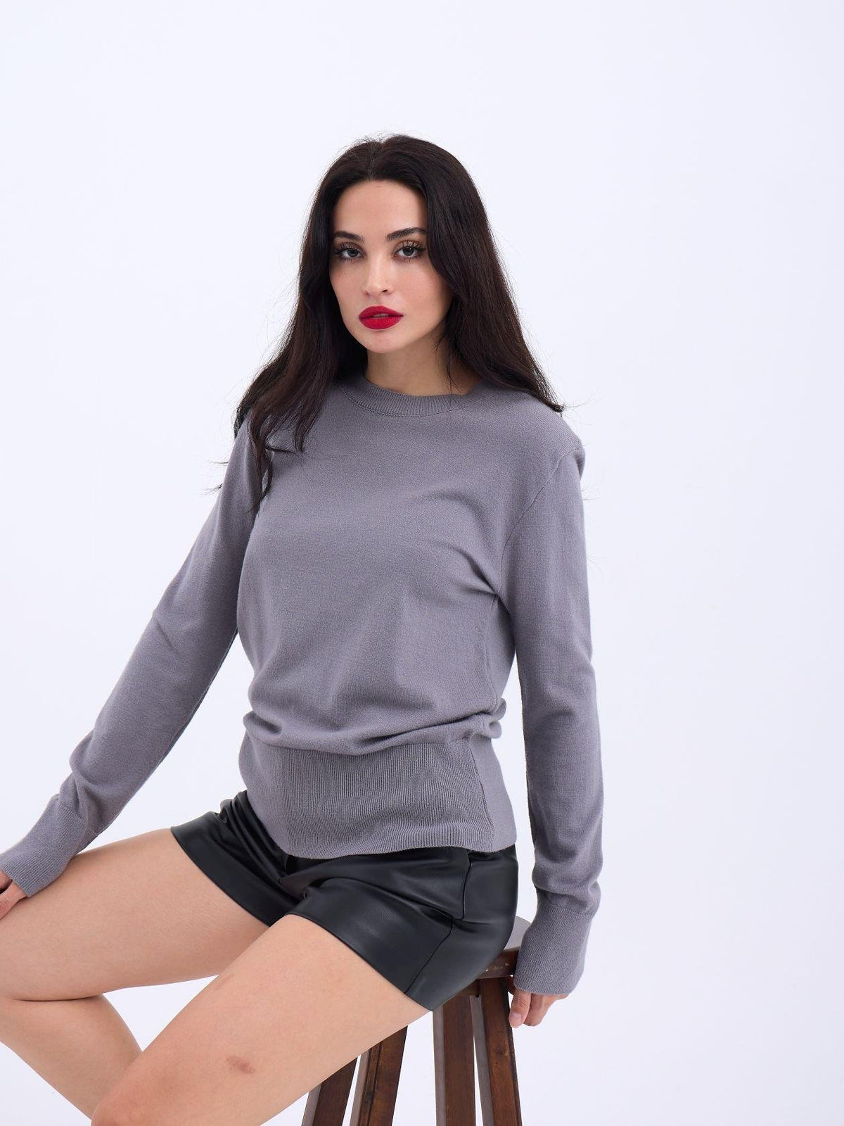 4217 STRICKWAREN BASIC PULLOVER-GRAU