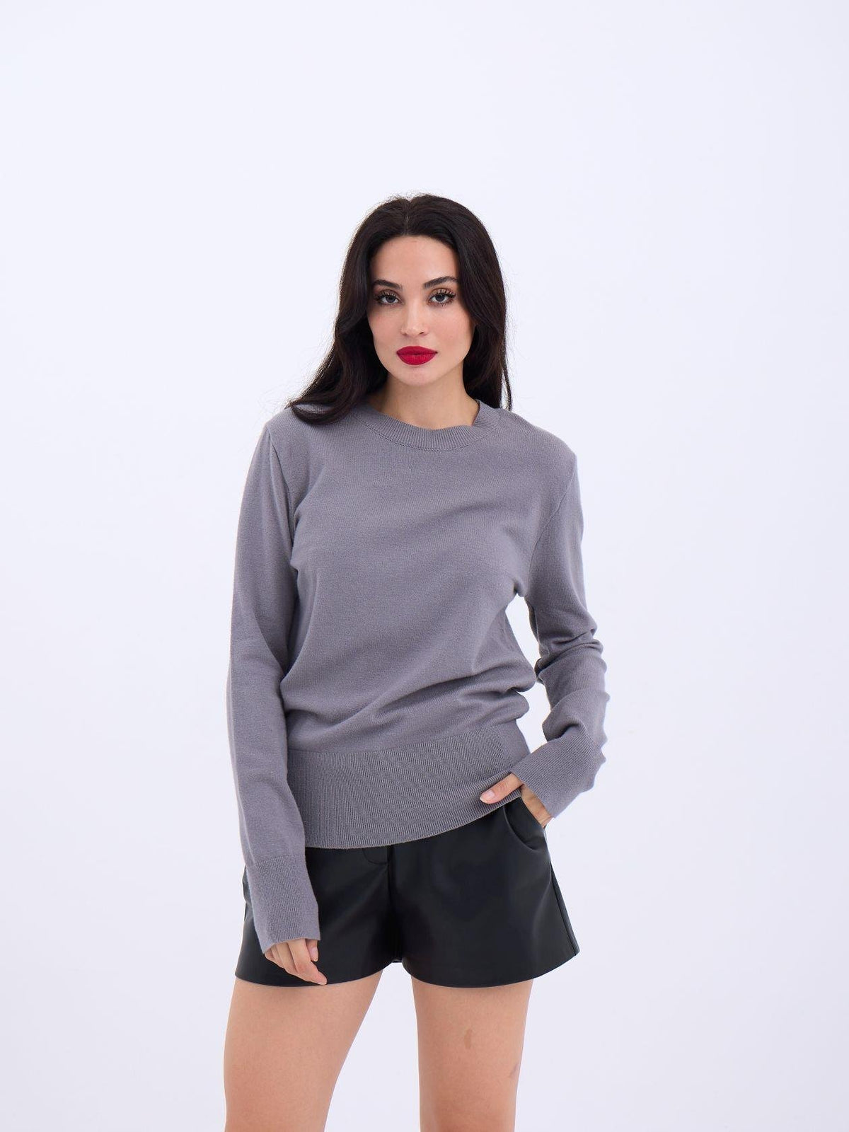 4217 STRICKWAREN BASIC PULLOVER-GRAU