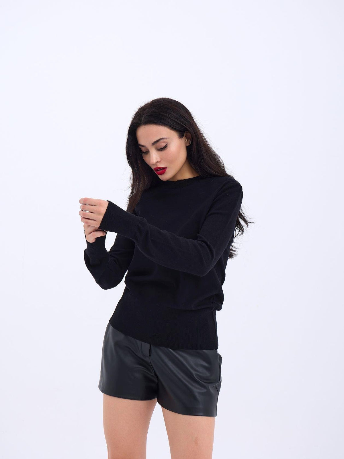 4217 STRICKWAREN BASIC PULLOVER-SCHWARZ