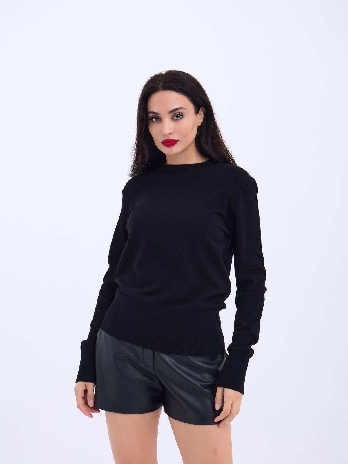 4217 STRICKWAREN BASIC PULLOVER-SCHWARZ