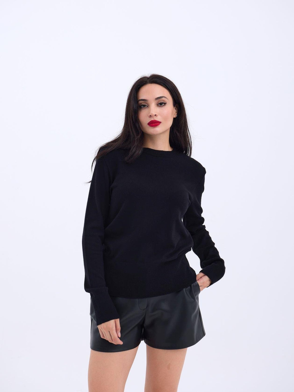4217 STRICKWAREN BASIC PULLOVER-SCHWARZ