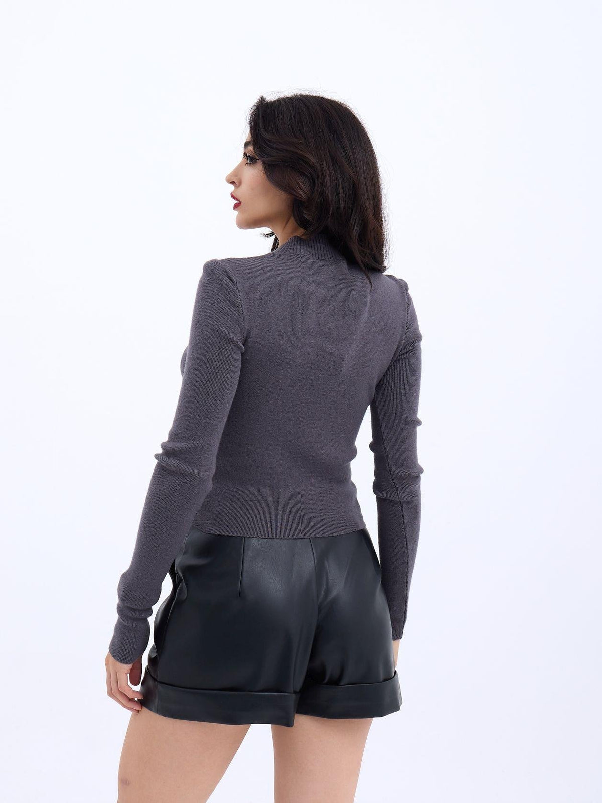 42201 STRICKWAREN BASIC-PULLOVER-ANTHRAZIT