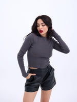 42201 STRICKWAREN BASIC-PULLOVER-ANTHRAZIT