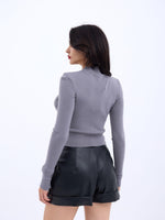 42201 STRICKWAREN BASIC PULLOVER-GRAU