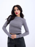 42201 STRICKWAREN BASIC PULLOVER-GRAU