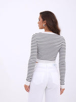 42211 STRICKWAREN GESTREIFTES CROP-ECRU-SCHWARZ