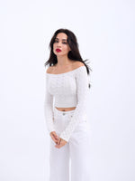 42241 STRICKWAREN FLEDERMAUS-KRAGEN-CROP-ECRU