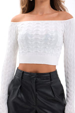 42241 STRICKWAREN FLEDERMAUS-KRAGEN-CROP-ECRU