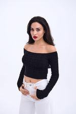 42241 STRICKWAREN BATAT NECK CROP-SCHWARZ