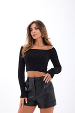 42241 STRICKWAREN BATAT NECK CROP-SCHWARZ