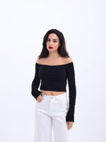 42241 STRICKWAREN BATAT NECK CROP-SCHWARZ