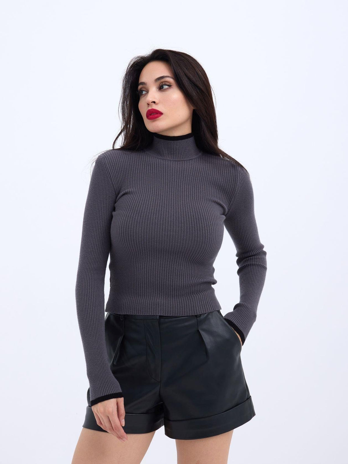 42251 STRICKWAREN FISHBEARER CORD-PULLOVER-ANTHRAZIT-SCHWARZ
