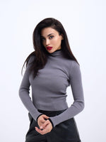 42251 STRICKWAREN FISHBEARER KORDELPULLOVER-GRAU-SCHWARZ