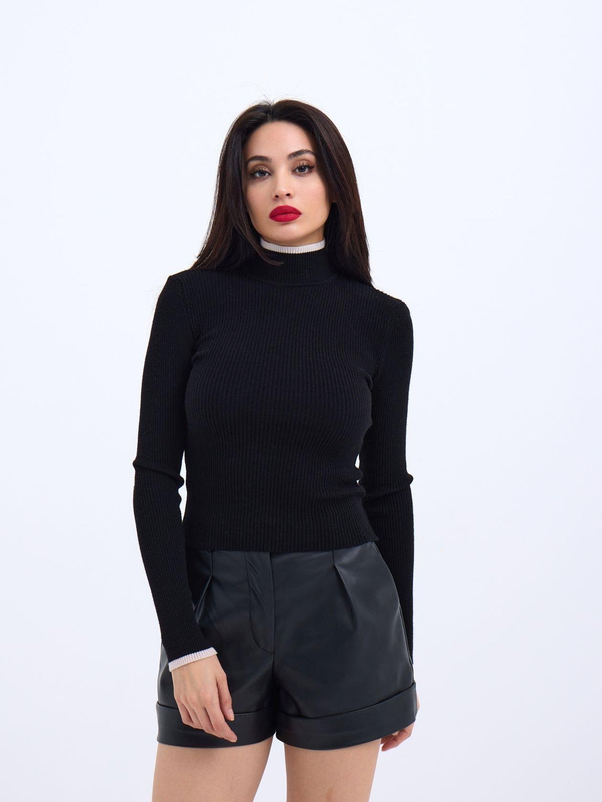 42251 STRICKWAREN FISHBEARER KORDELPULLOVER-SCHWARZ-ECRU