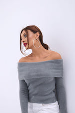 42431 STRICKWAREN PULLOVER MIT DEGAJE-KRAGEN - ANTHRAZIT