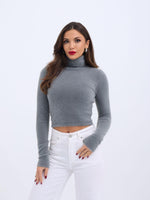 42461 STRICKWAREN SILBERNER ROLLKRAGENPULLOVER-GRAU