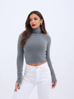 42461 STRICKWAREN SILBERNER ROLLKRAGENPULLOVER-GRAU