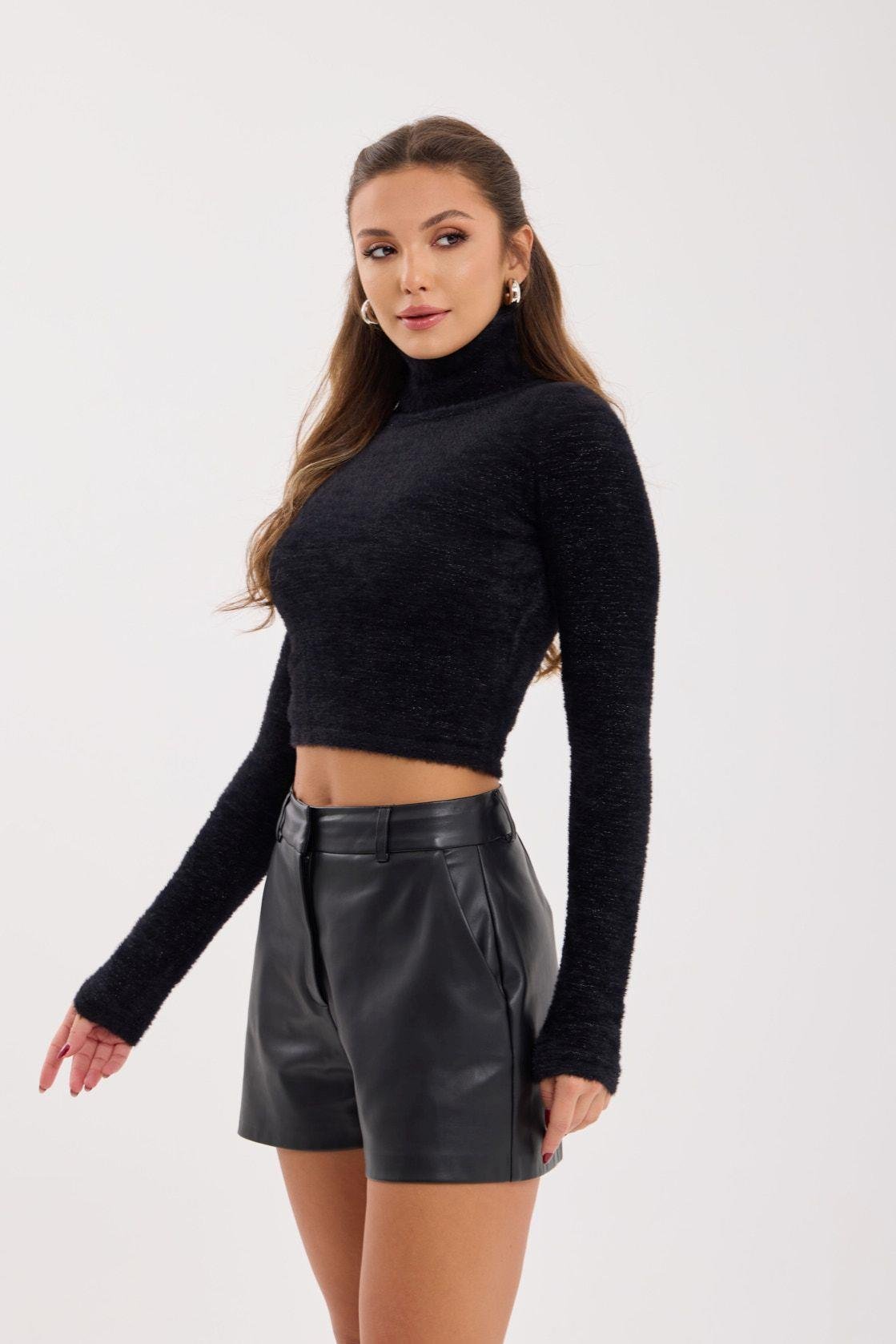 42461 STRICKWAREN GLITZER-FISCHERPULLOVER-SCHWARZ