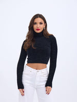 42461 STRICKWAREN GLITZER-FISCHERPULLOVER-SCHWARZ