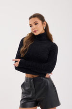 42461 STRICKWAREN GLITZER-FISCHERPULLOVER-SCHWARZ